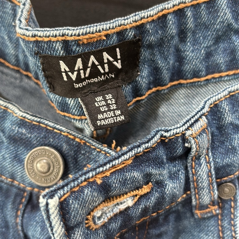 Men Distressed Blue Denim Jeans men size 32 - Picture 3 of 6